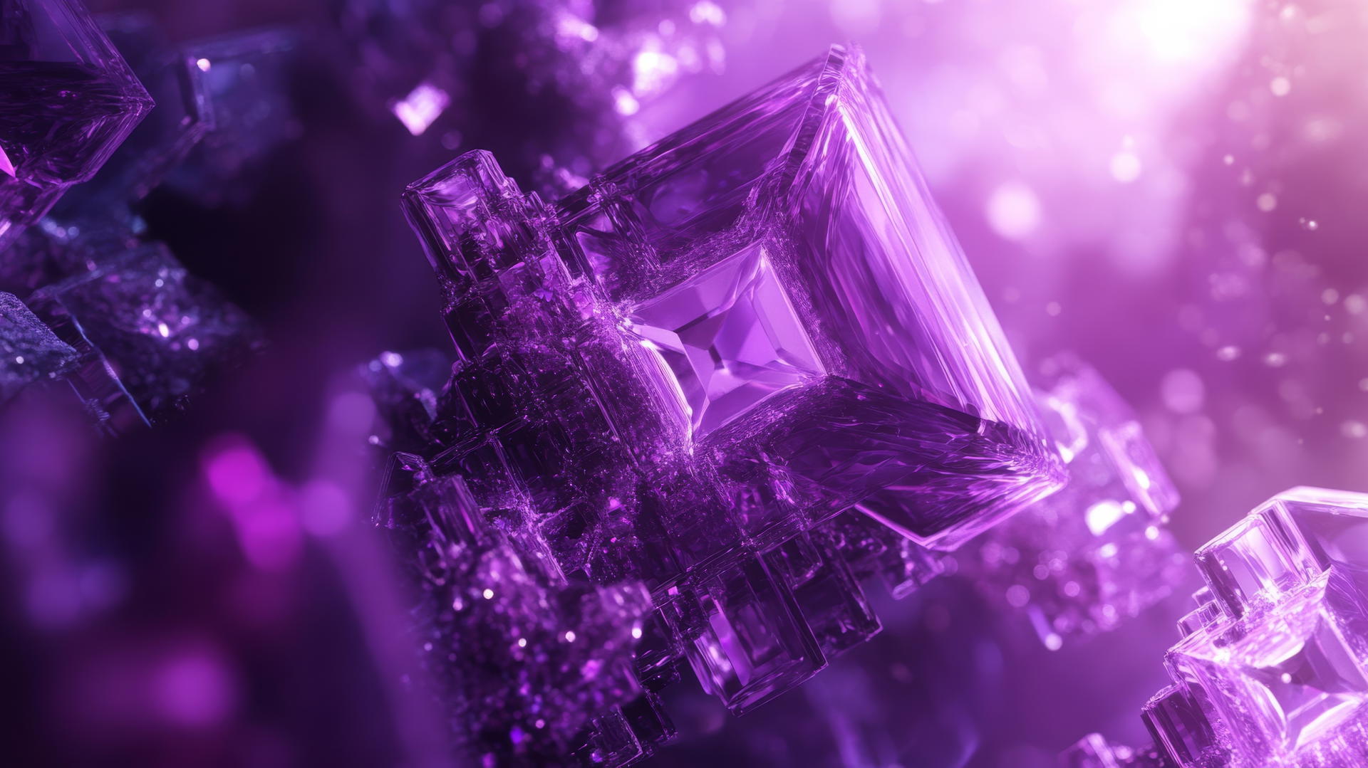 crystal-clear purple fractal design with geometric shapes, purple wallpaper 4k