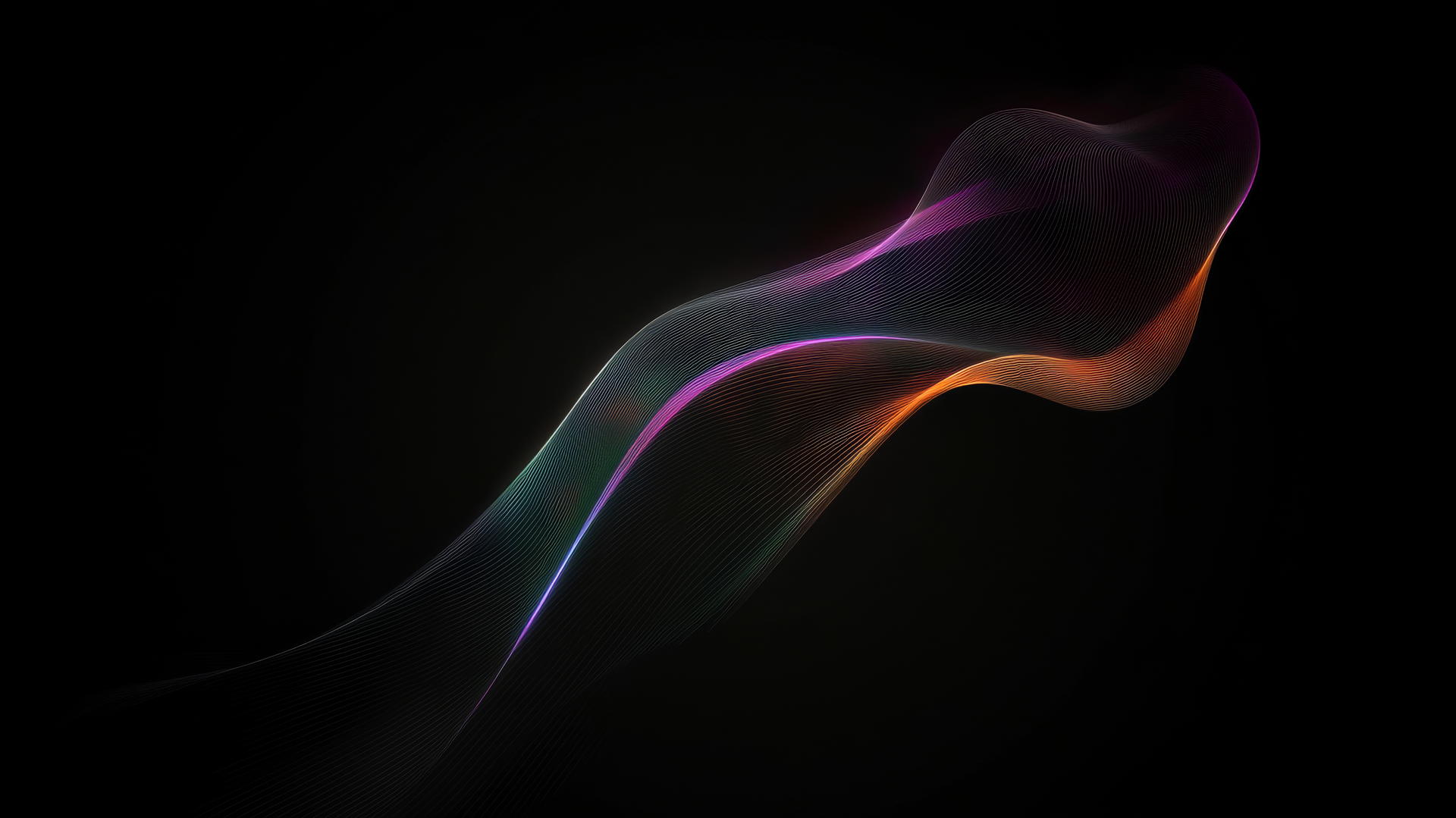 glowing line abstract figure in black space