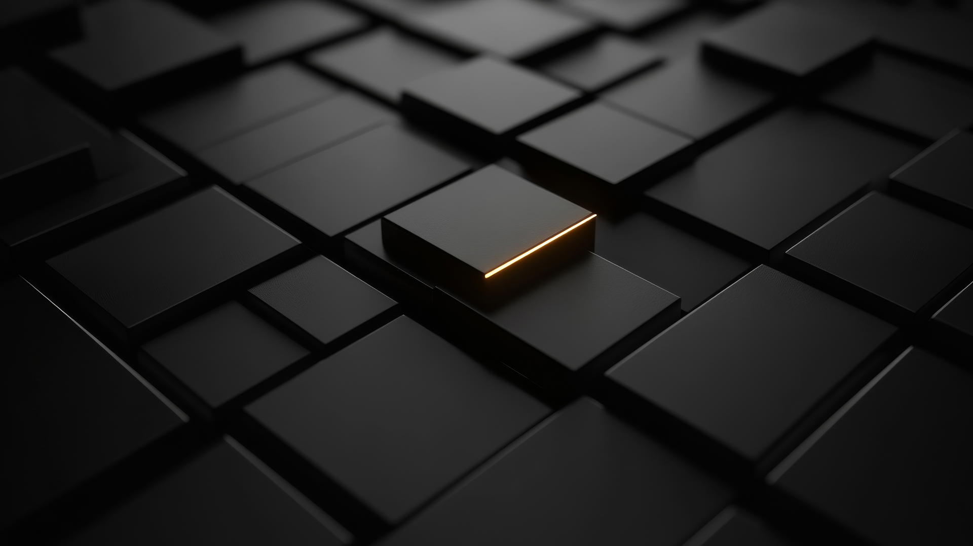 Black squares and rectangles with one glowing square