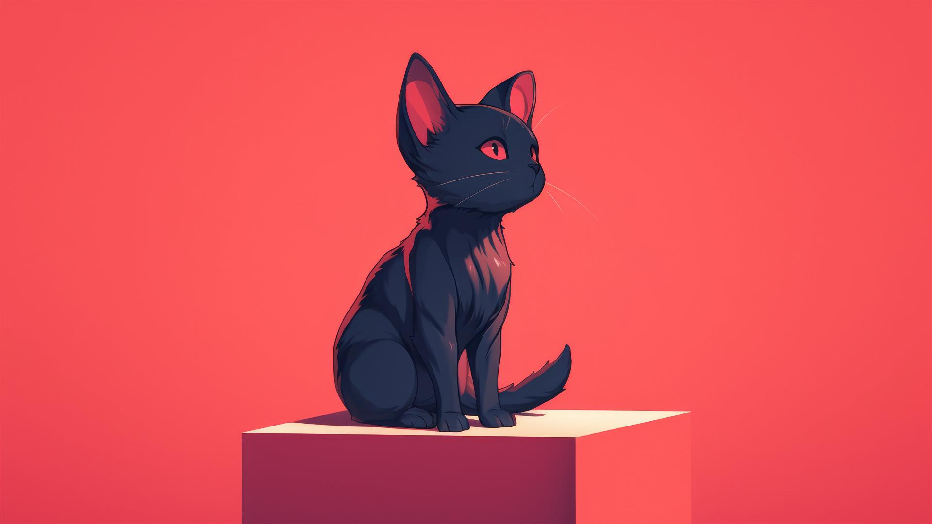 Minimalistic 8K cat illustration for iPhone
