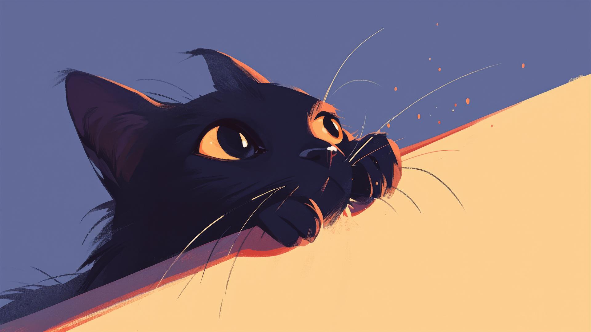 Minimalistic 8K cat illustration for iPhone