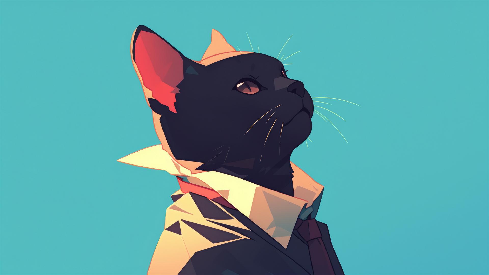 Minimalistic 8K cat illustration for iPhone