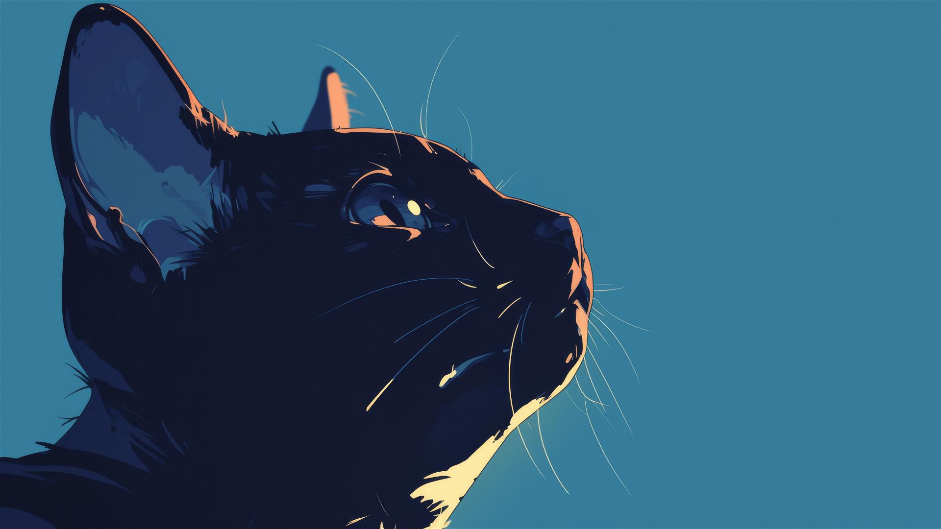 Minimalist 8K cat illustration for iPhone