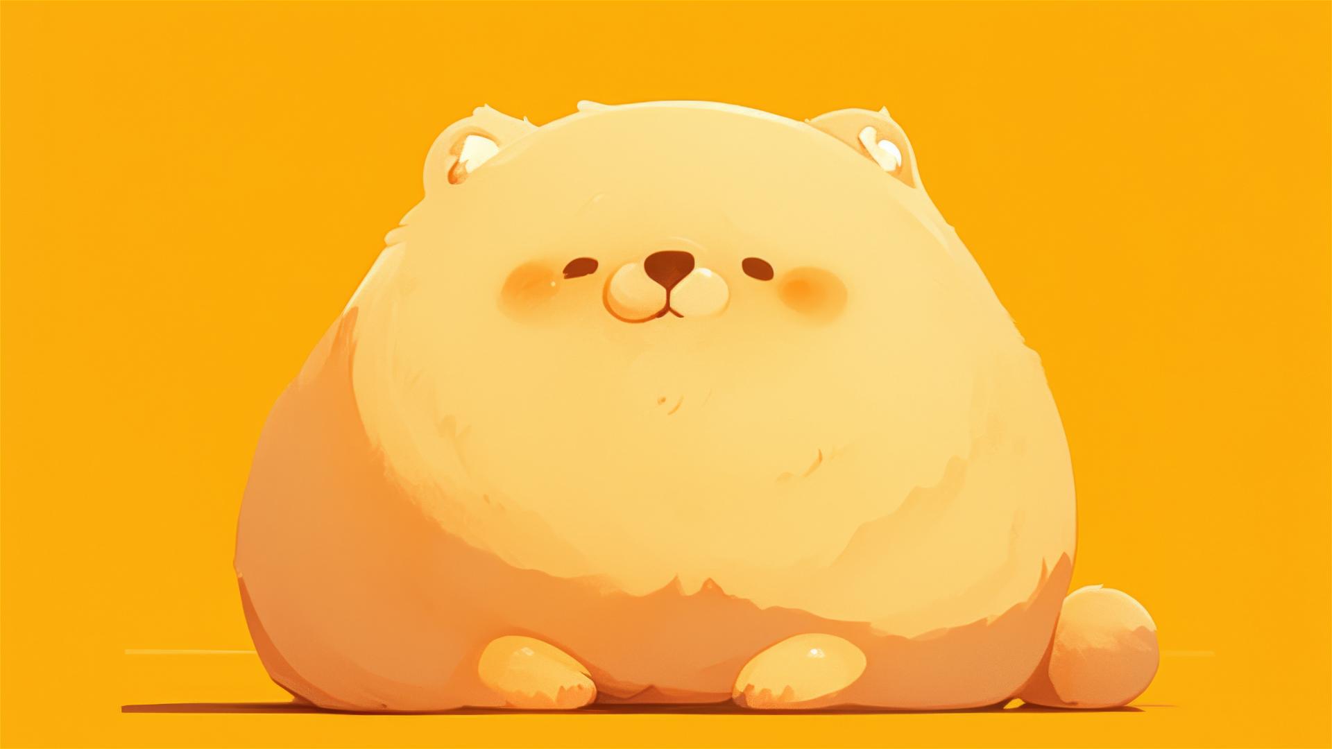 Minimalist design of a chubby dog for an iPhone wallpaper in 8k resolution.