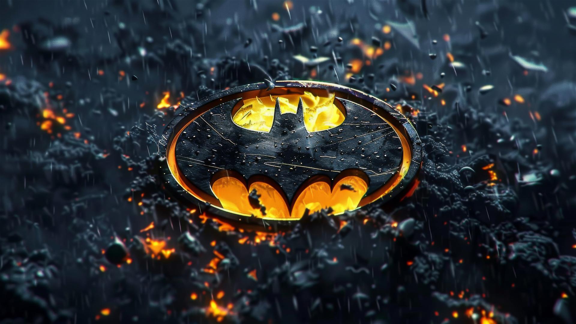 Batman logo centered on a cool design.