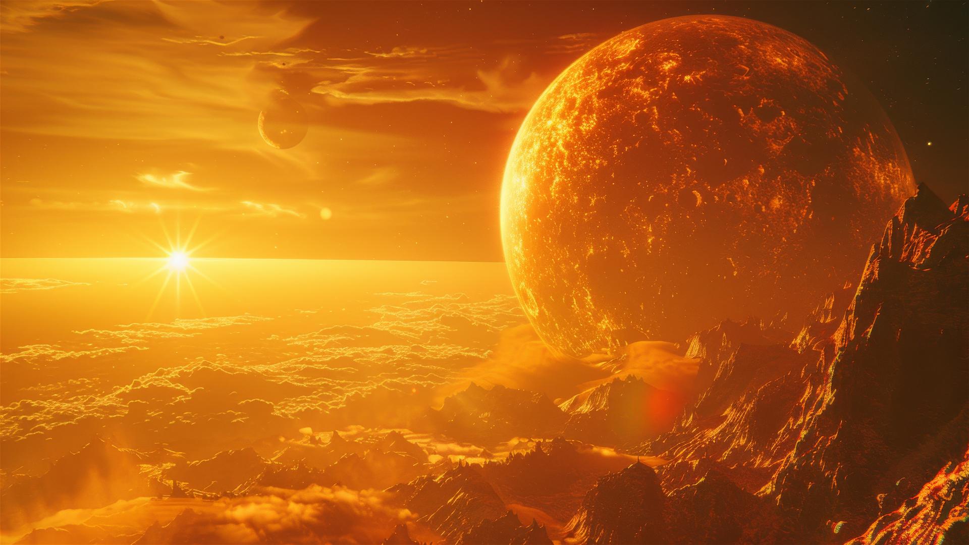 Strange planet with UFO in high resolution