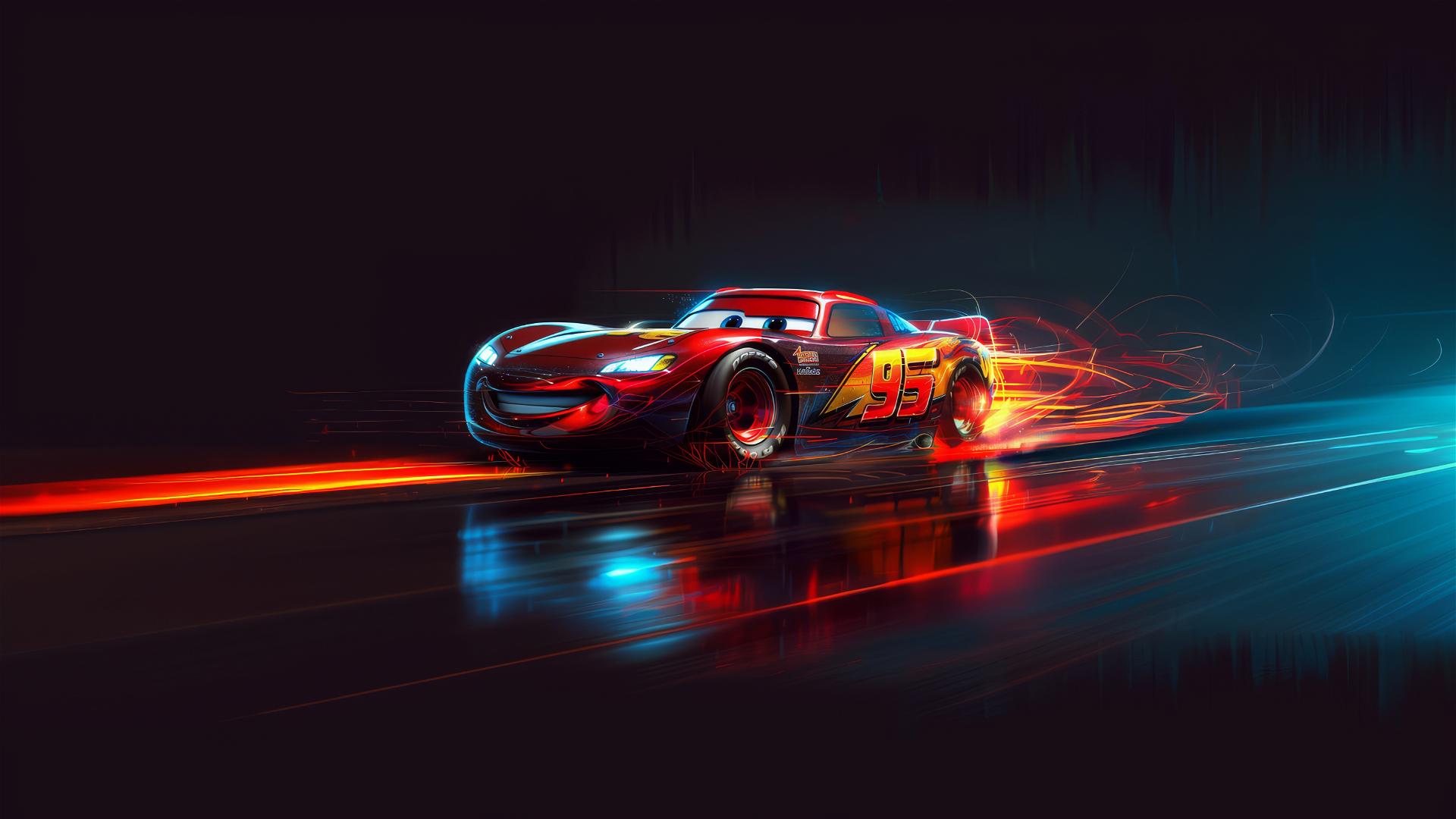 Lightning McQueen from Harry Potter with spotlight