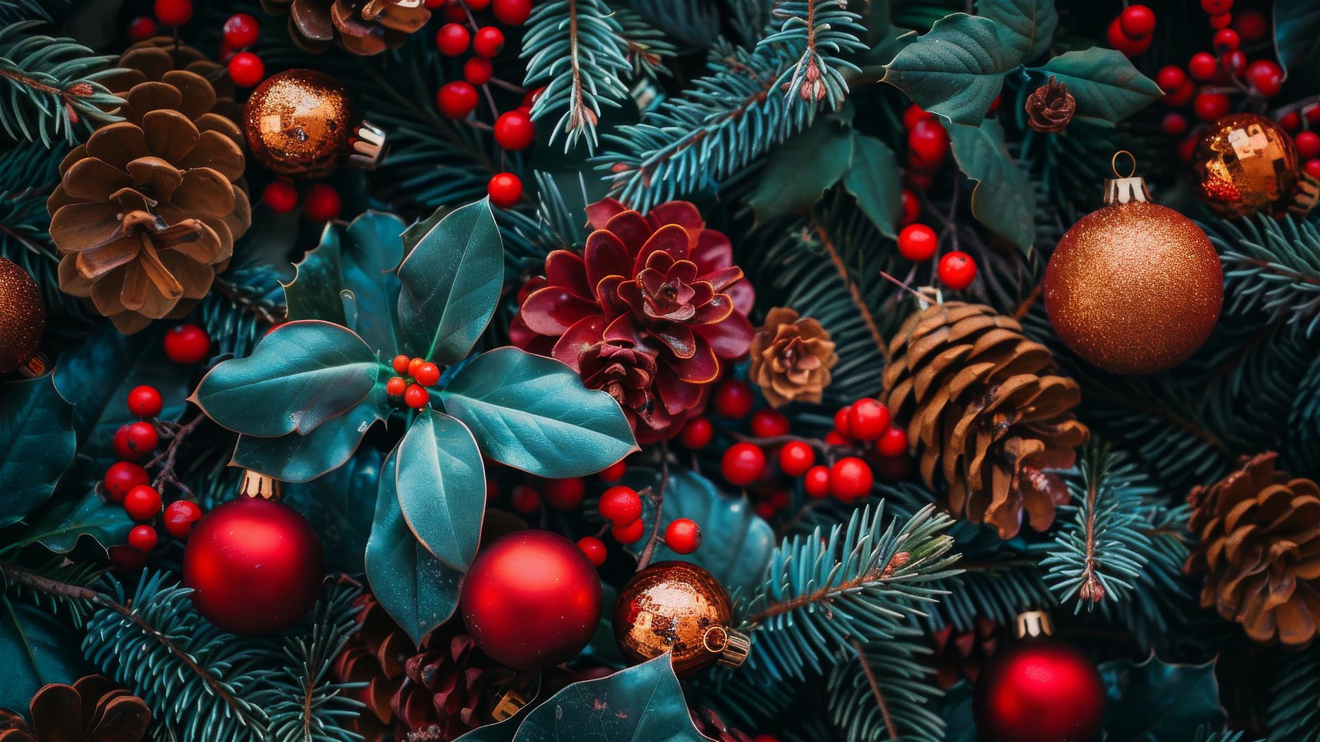 Festive Christmas background with holiday elements in 4K resolution