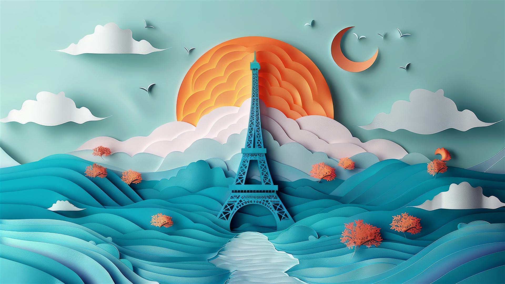 Paper cut craft of Eiffel Tower