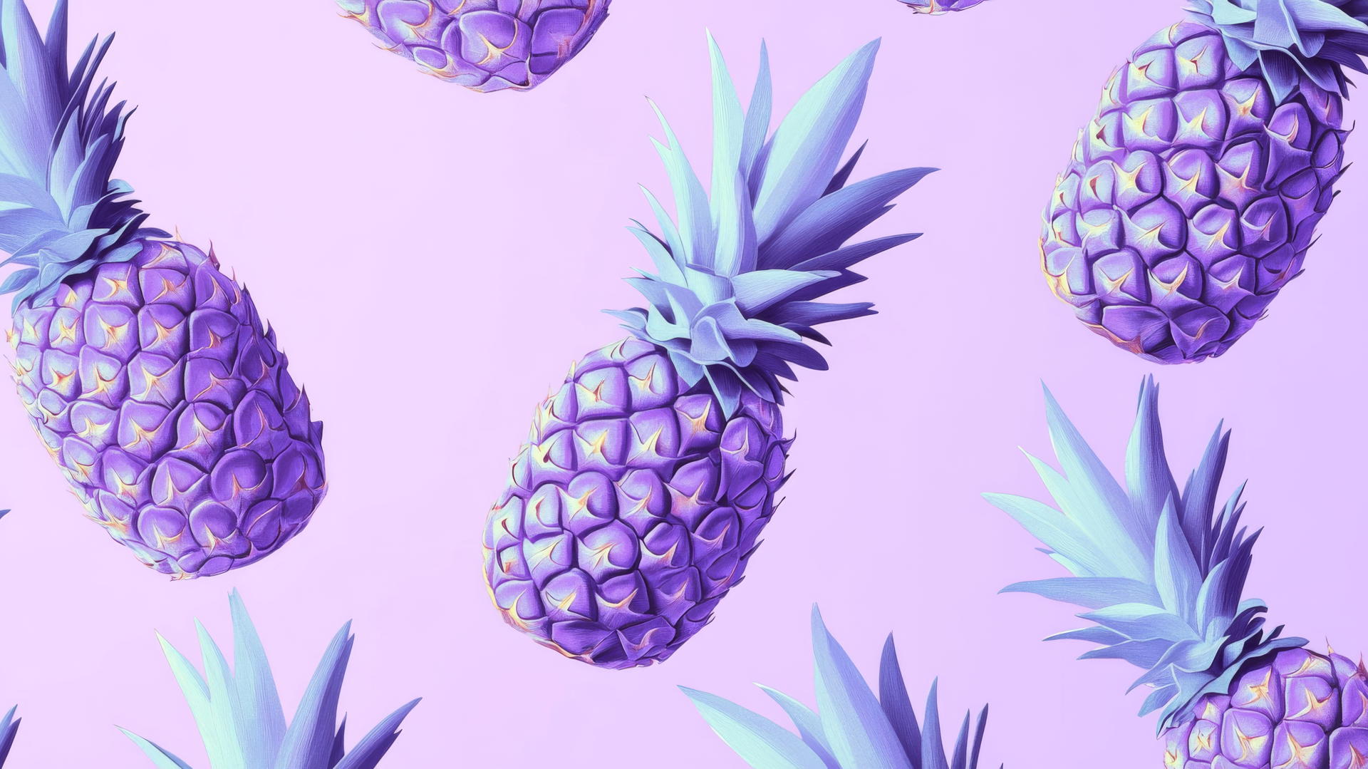 Preppy purple wallpaper with pastel pineapples
