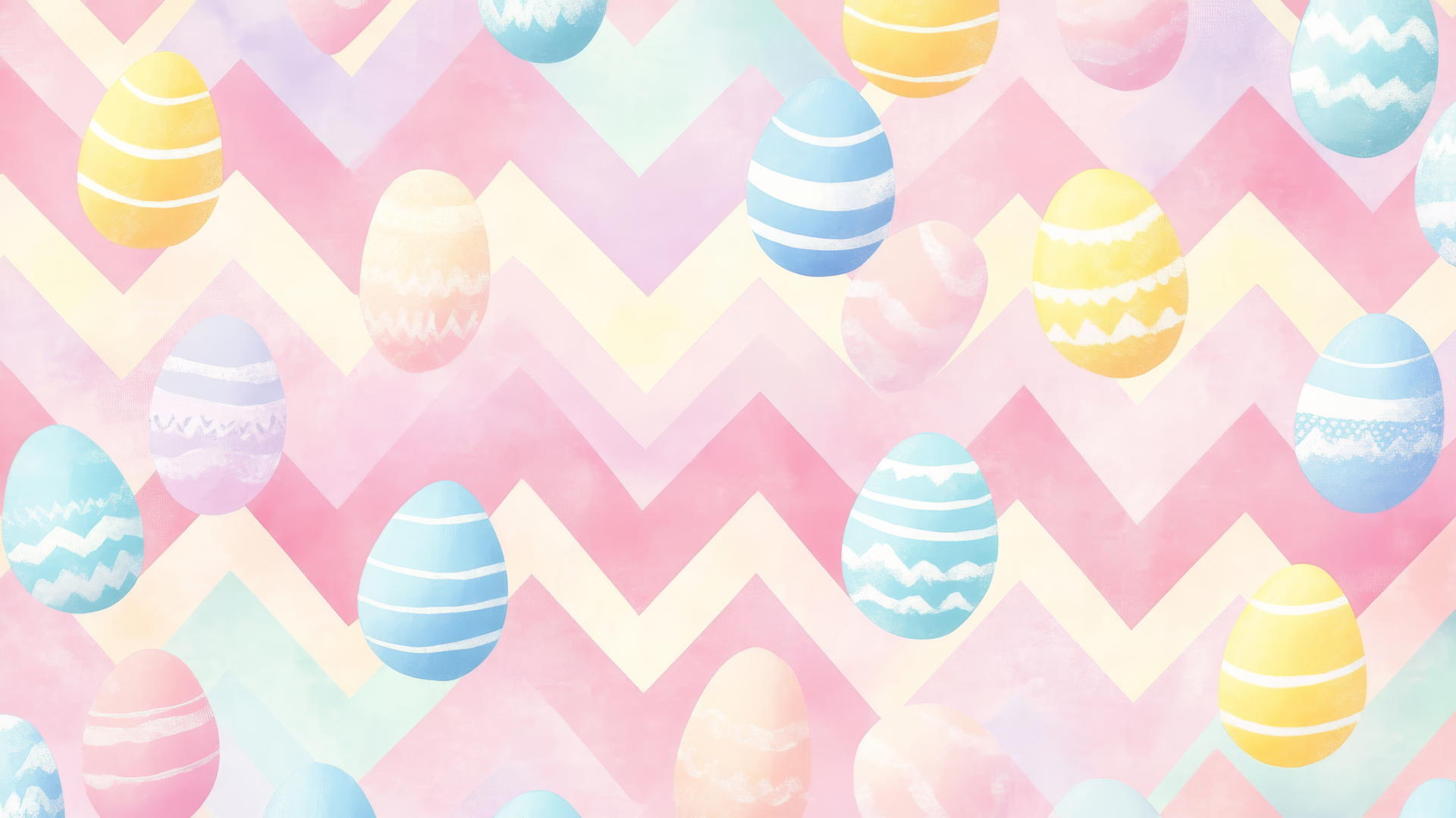 preppy easter wallpaper with pastel chevron stripes and Easter eggs at intersections