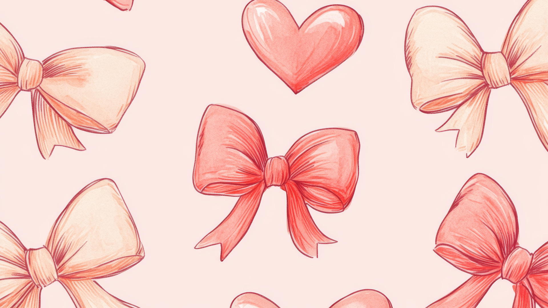 Preppy Valentines wallpaper with hearts and ribbon bows