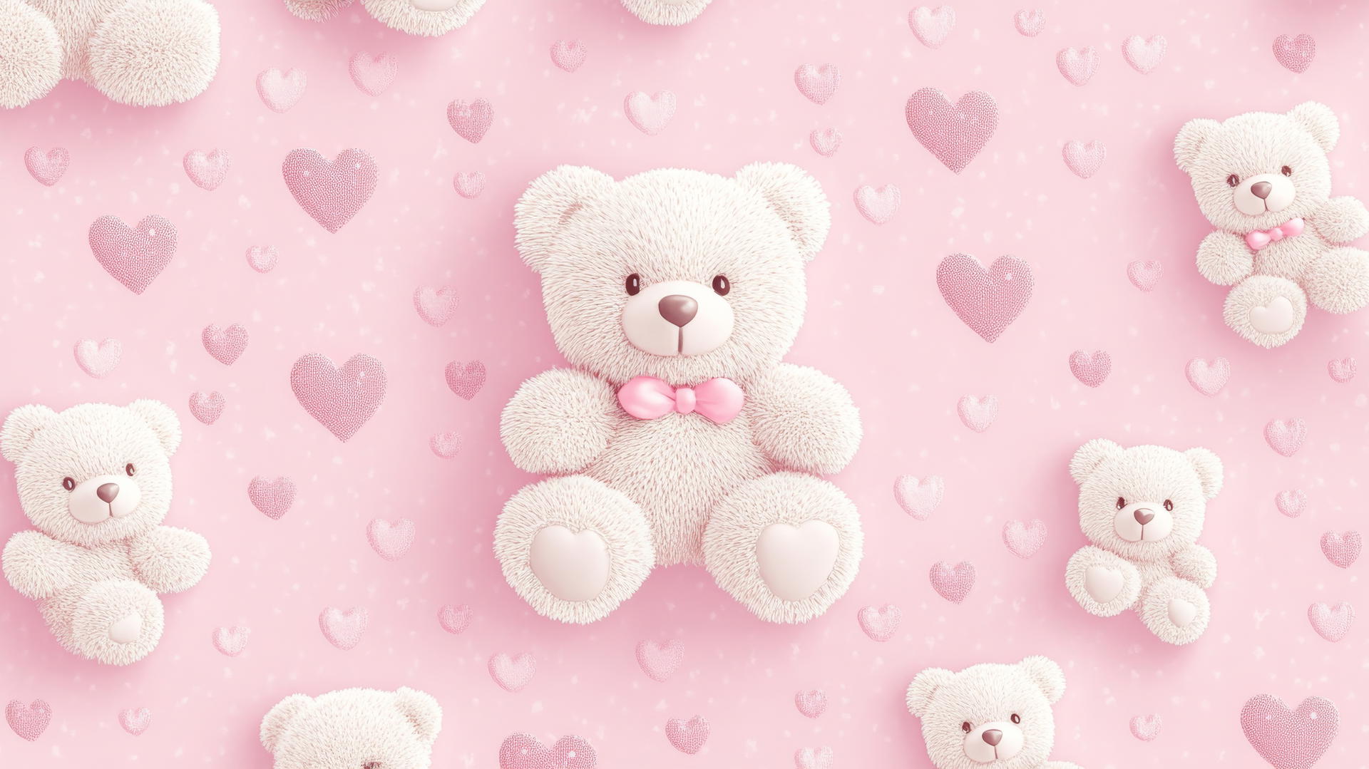 cute pink wallpaper with teddy bears and hearts