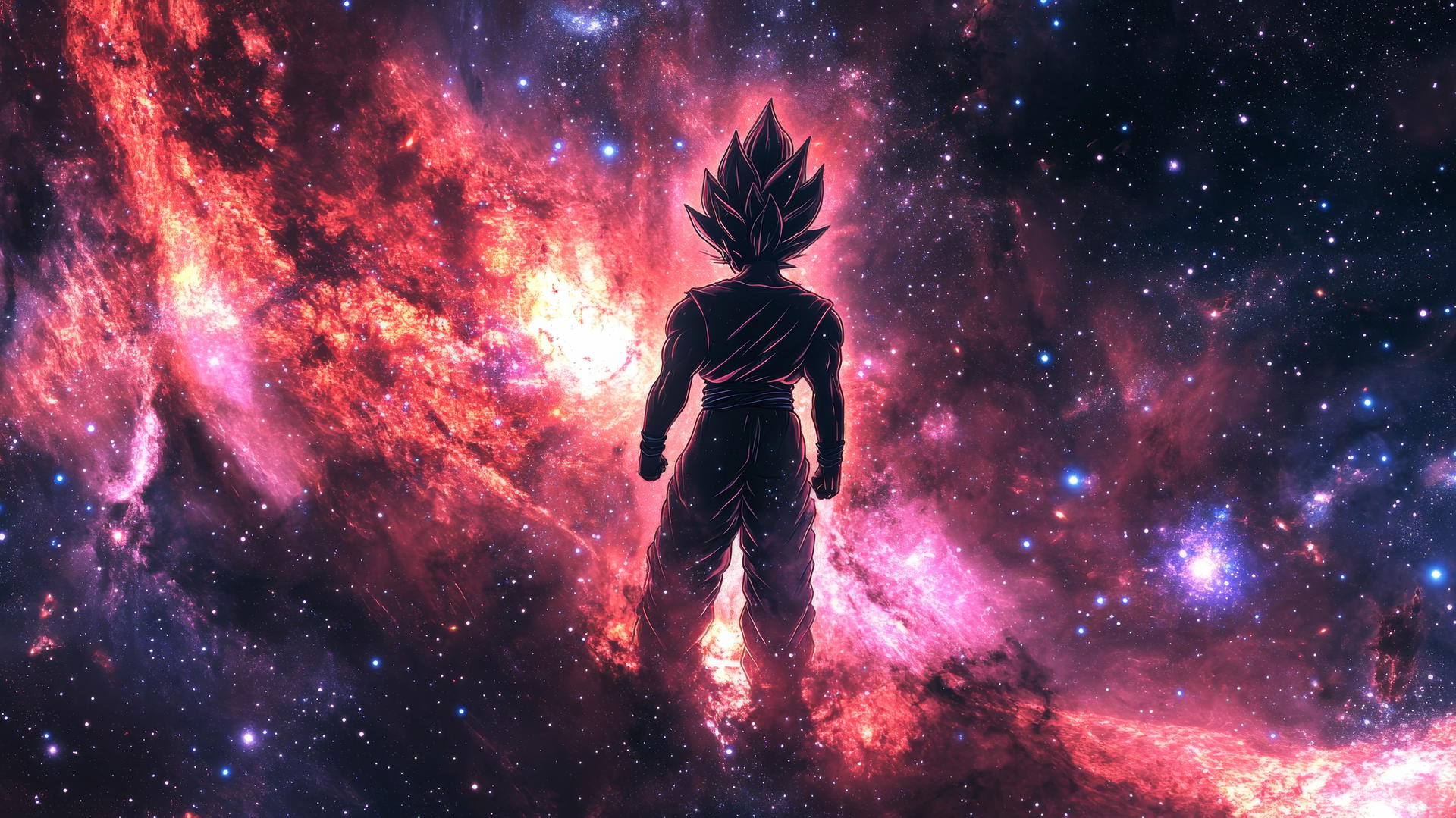 Black Goku wallpaper 4K with Super Saiyan Rosé aura and cosmic background