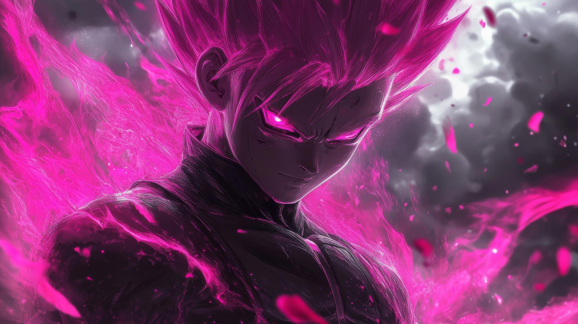 Goku Black Super Saiyan Rosé close-up, energy aura, dark skies, goku black wallpaper 4k