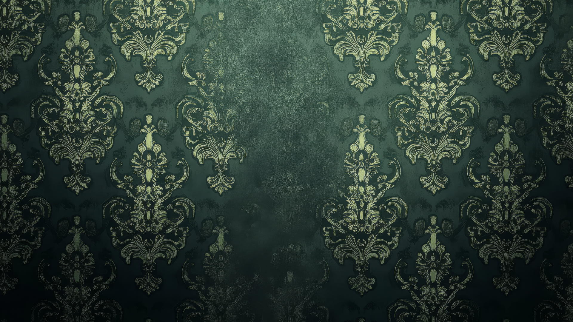 dark green wallpaper with vintage damask patterns