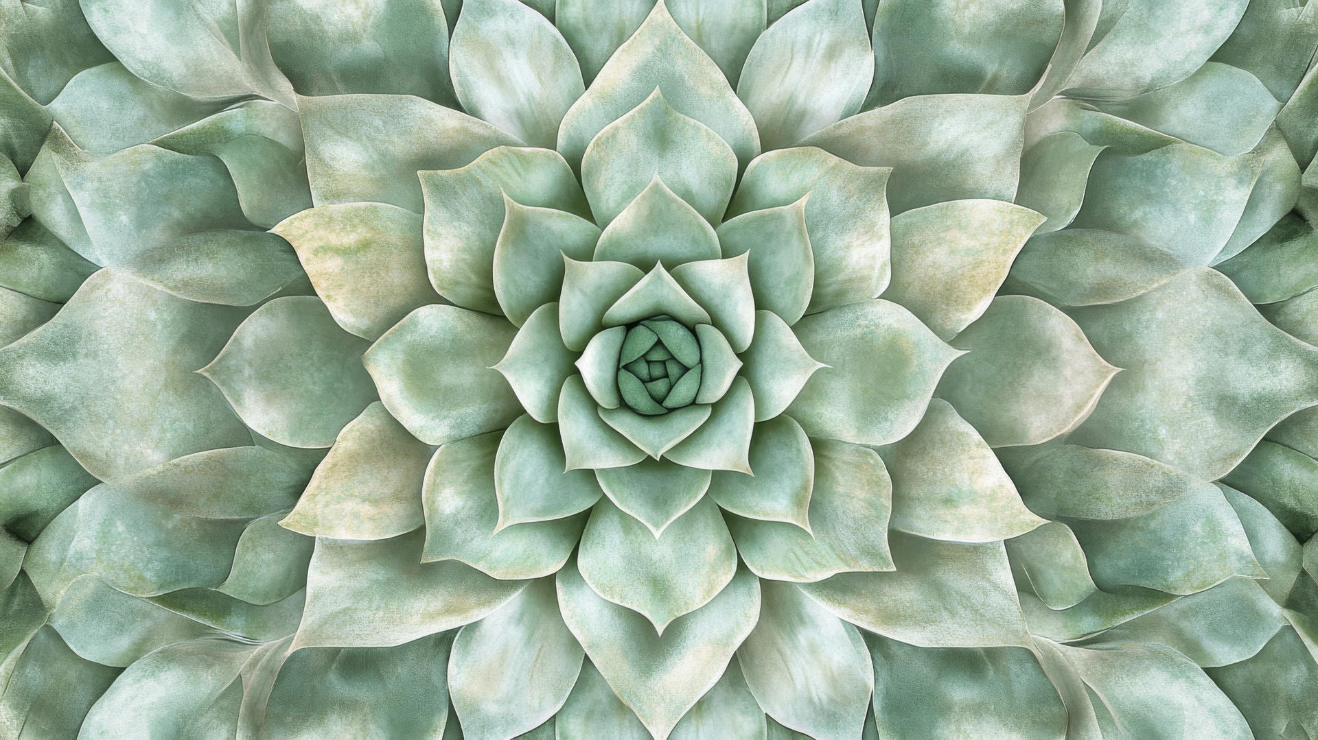 sage green wallpaper with symmetrical succulent plants