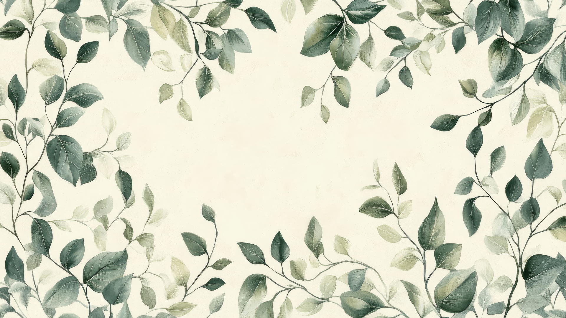 sage green wallpaper with detailed botanical pattern.