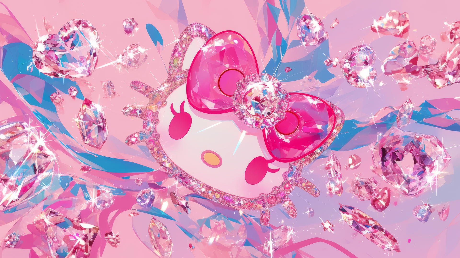 Y2K Hello Kitty wallpaper aesthetic with rhinestones, sparkles, and glitter