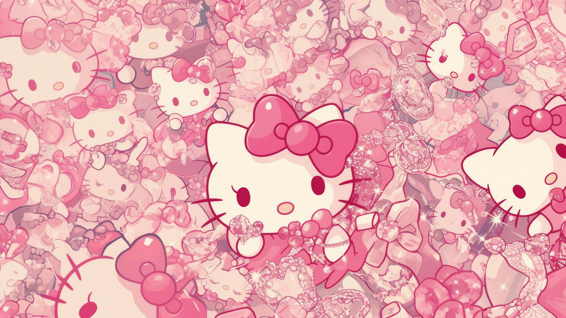 Y2K Hello Kitty wallpaper aesthetic with rhinestones and sparkles