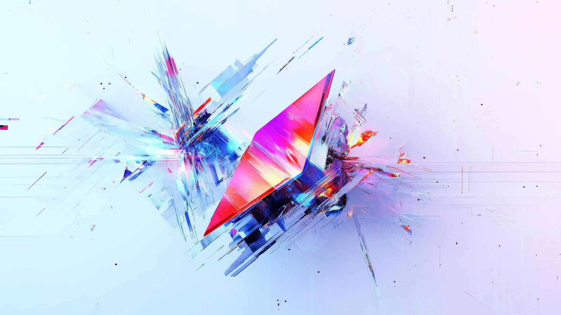 y2k wallpaper with 3D abstract shape and glitchy pixelated effects