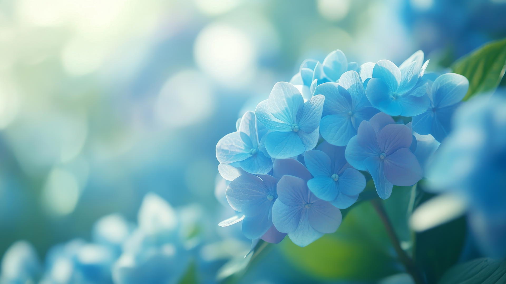 blue flower wallpaper with glowing blue hydrangea petals