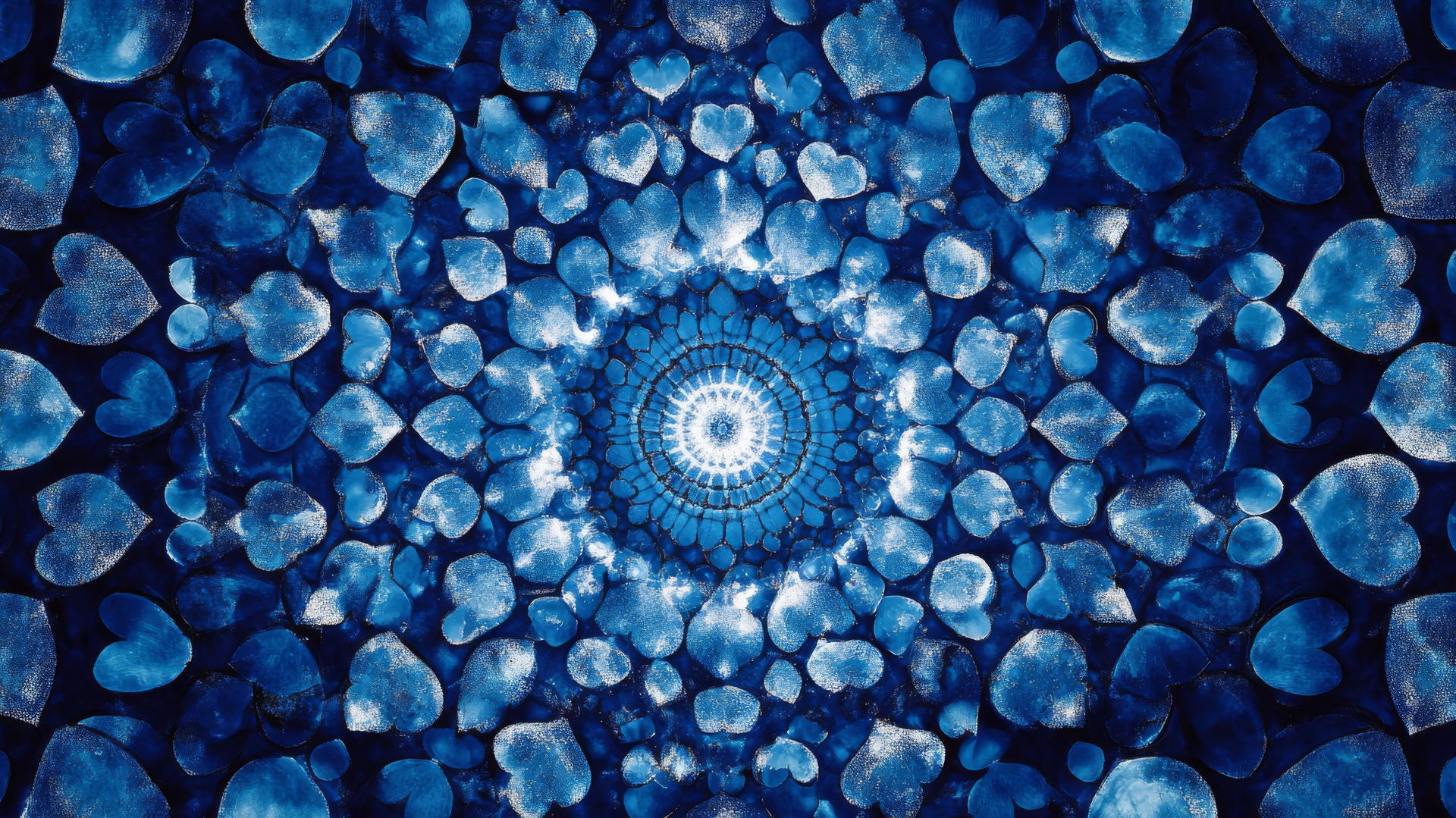 blue heart wallpaper with a mandala design in intricate patterns
