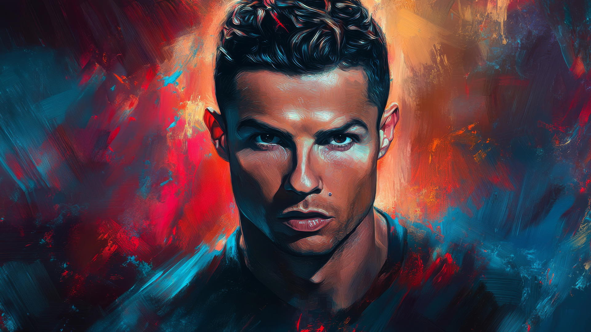 Cristiano Ronaldo 4k wallpaper in hyper-realistic oil painting style