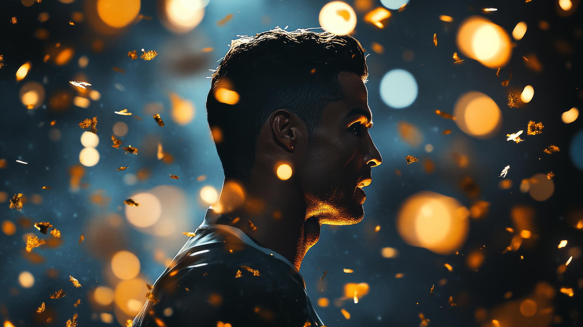 cool Ronaldo wallpaper with Cristiano Ronaldo celebrating amid golden confetti