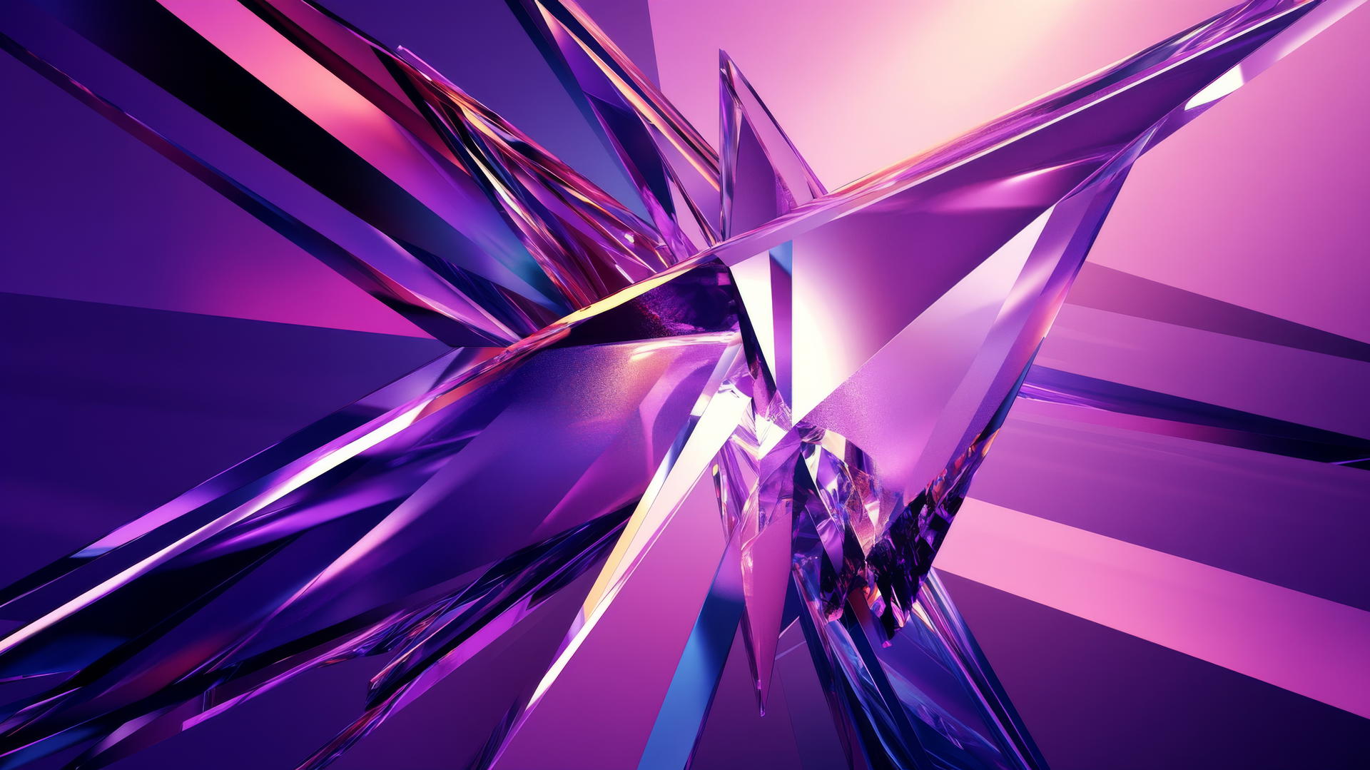 A modern abstract wallpaper featuring sharp angular lines in various purple shades, 4k.