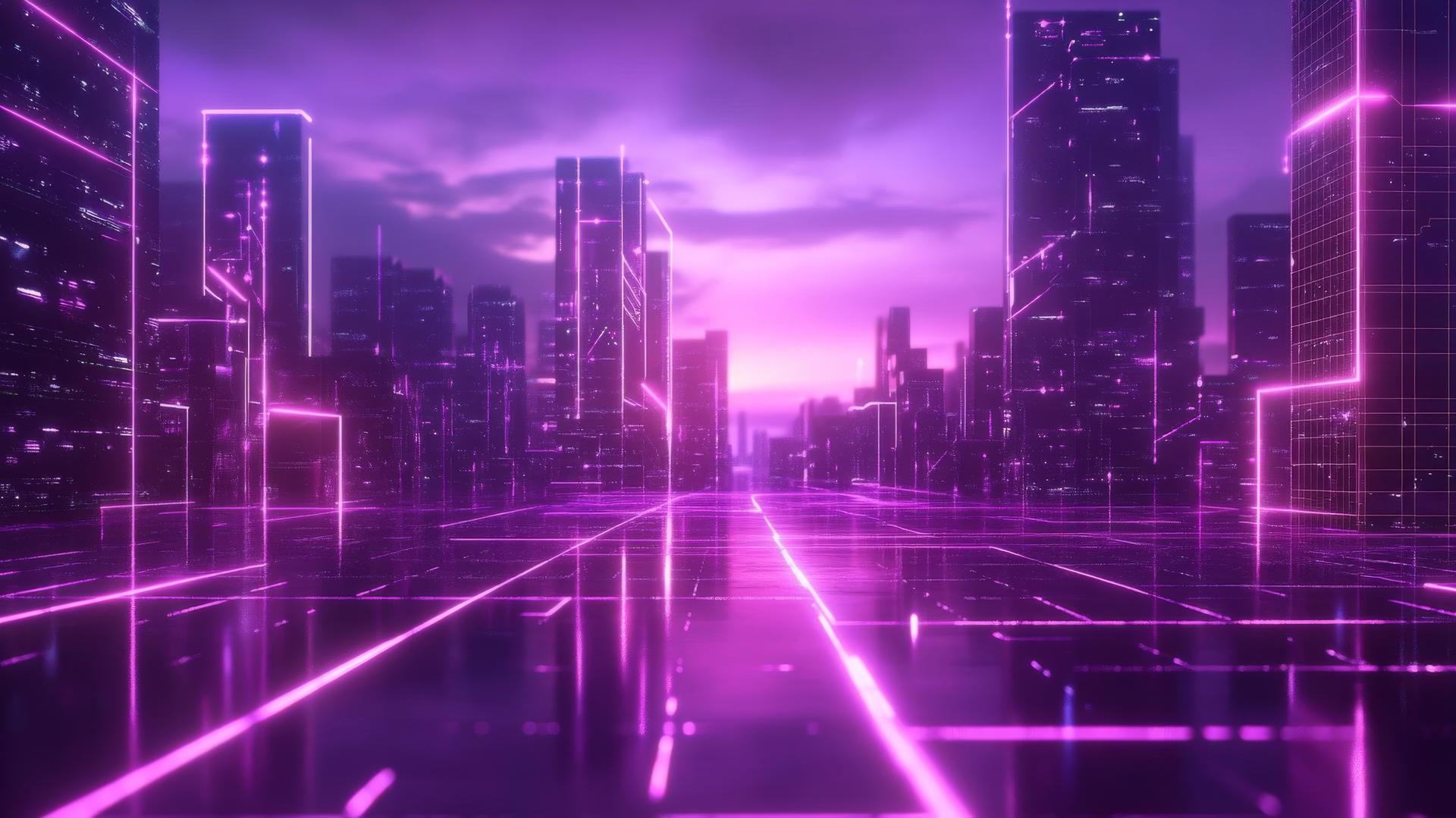 aesthetic purple wallpaper with holographic shapes and neon accents