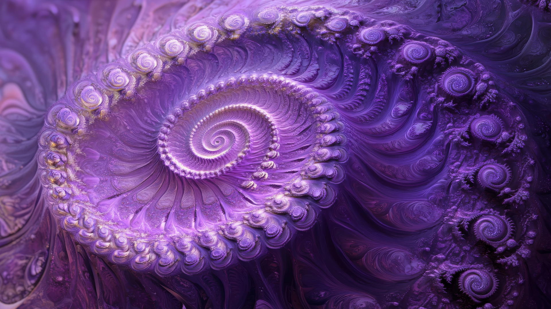 abstract digital artwork with intricate purple fractal patterns, purple wallpaper aesthetic