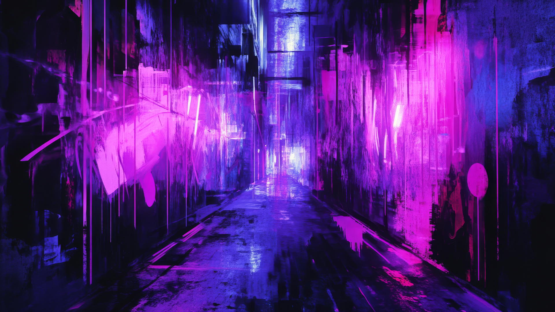 Neon purple aesthetic wallpaper with glowing graffiti and neon lights