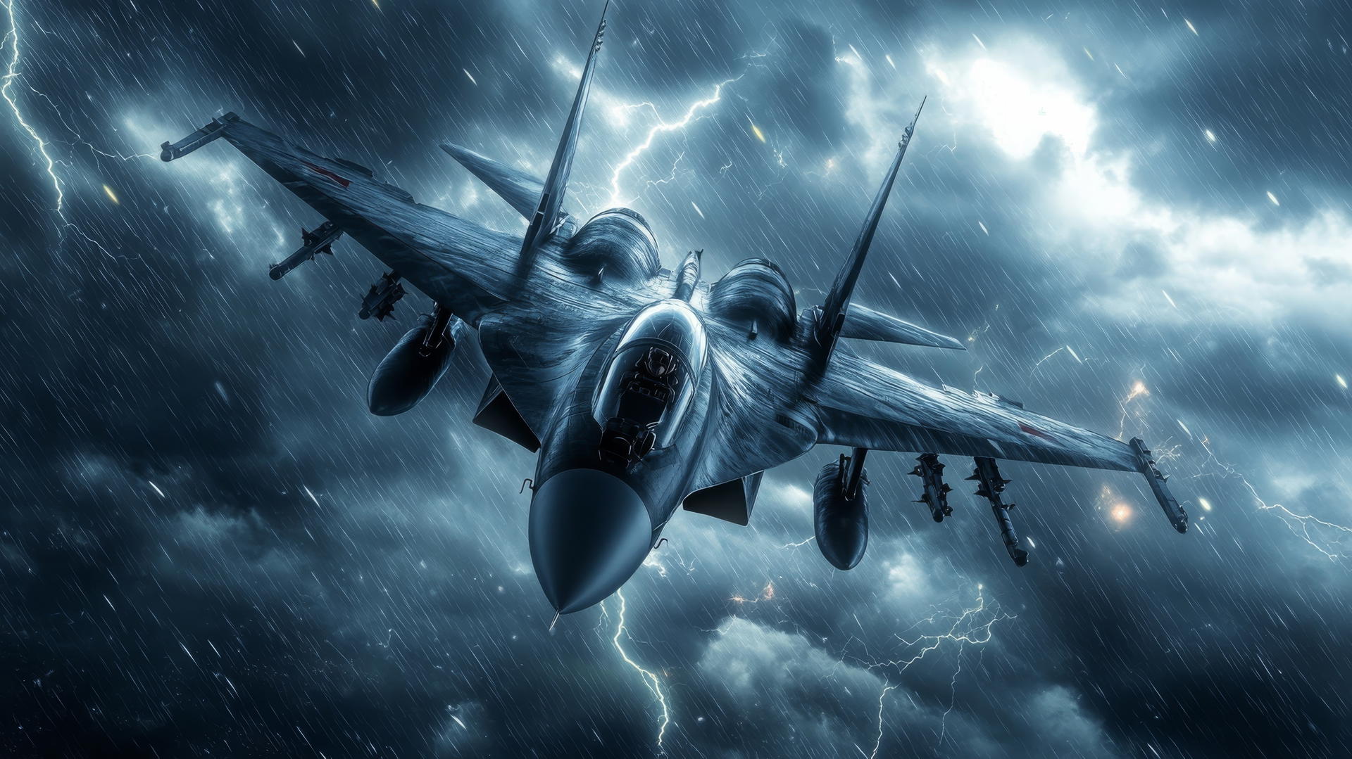 cool wallpapers for boys featuring a sleek fighter jet in stormy skies