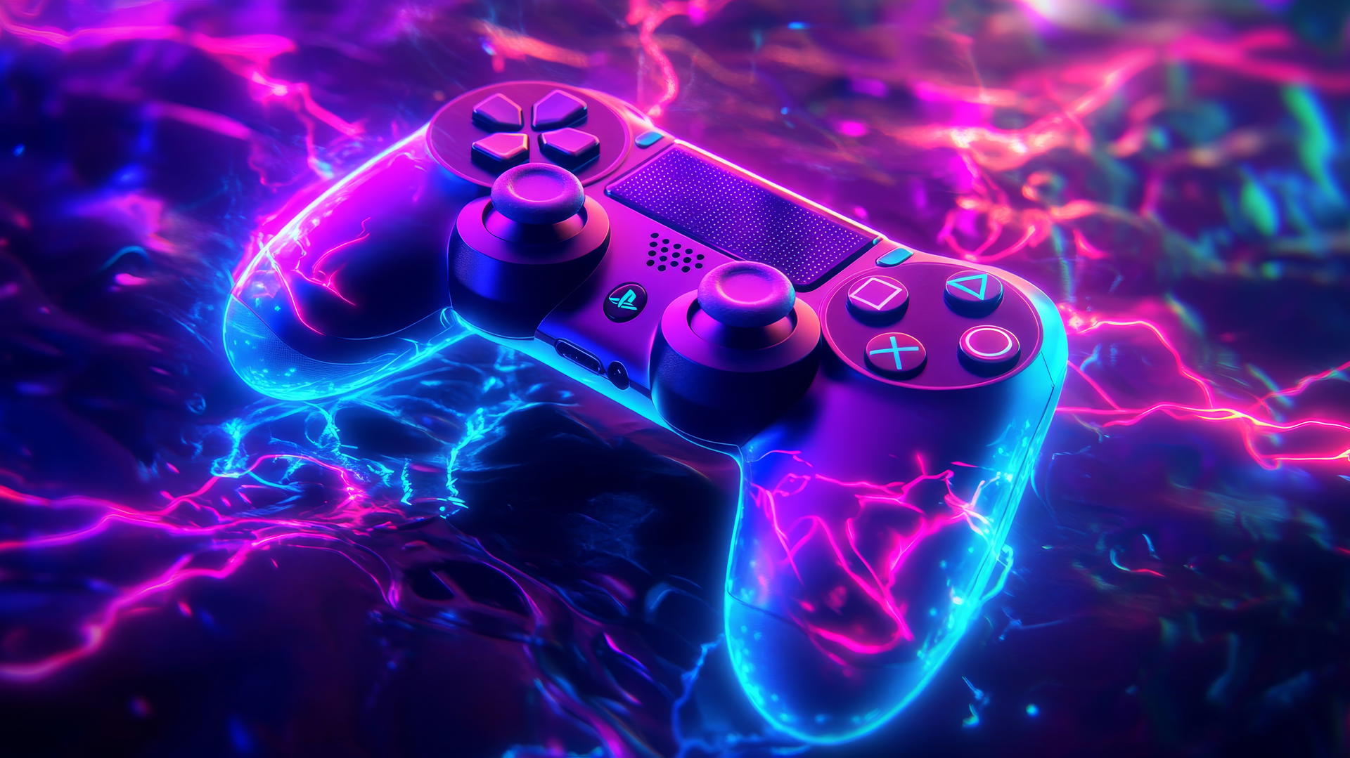 cool wallpapers for boys featuring a neon-lit video game controller with digital effects and energy bolts
