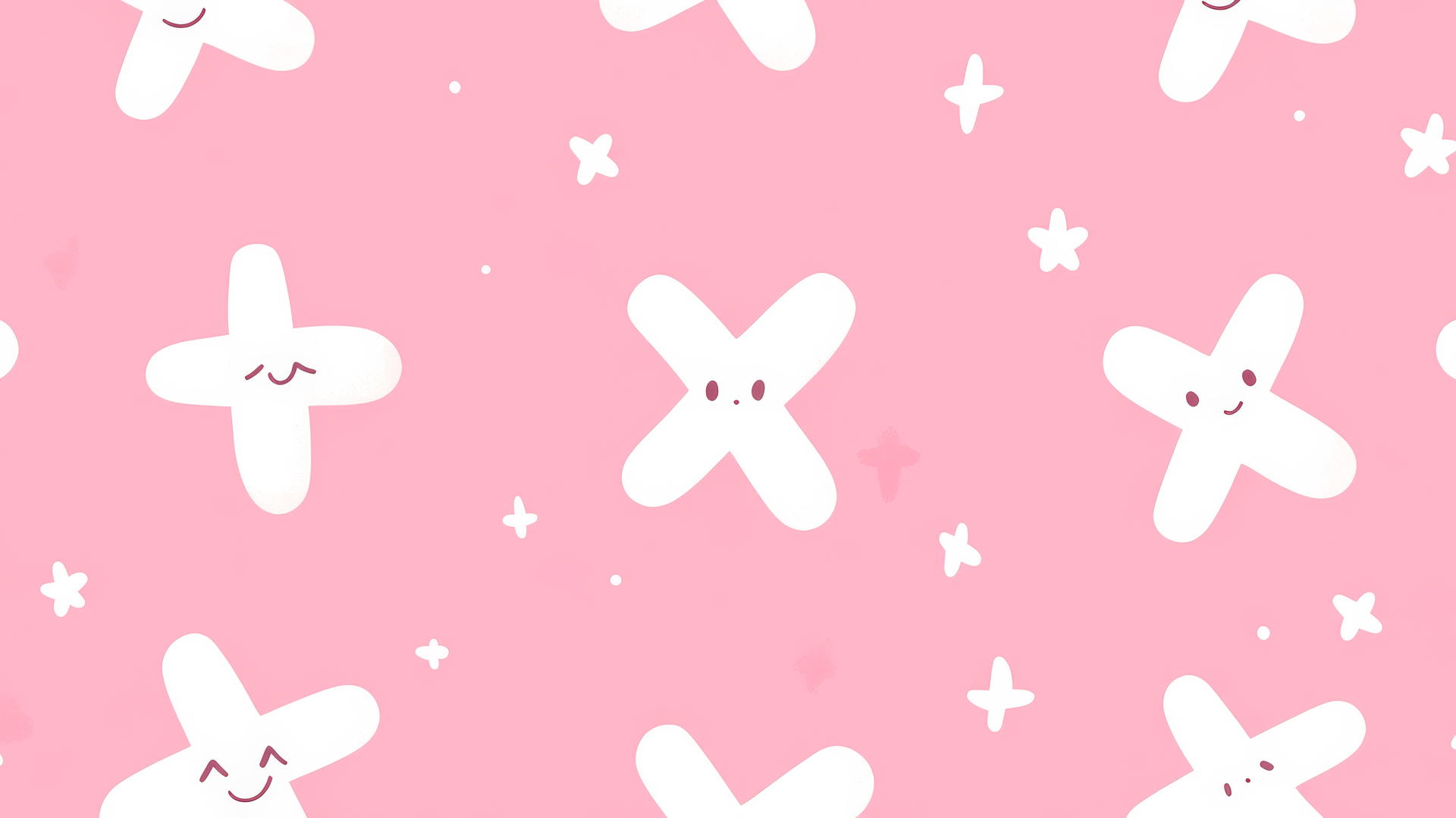 Seamless pattern of white crosses on pink background