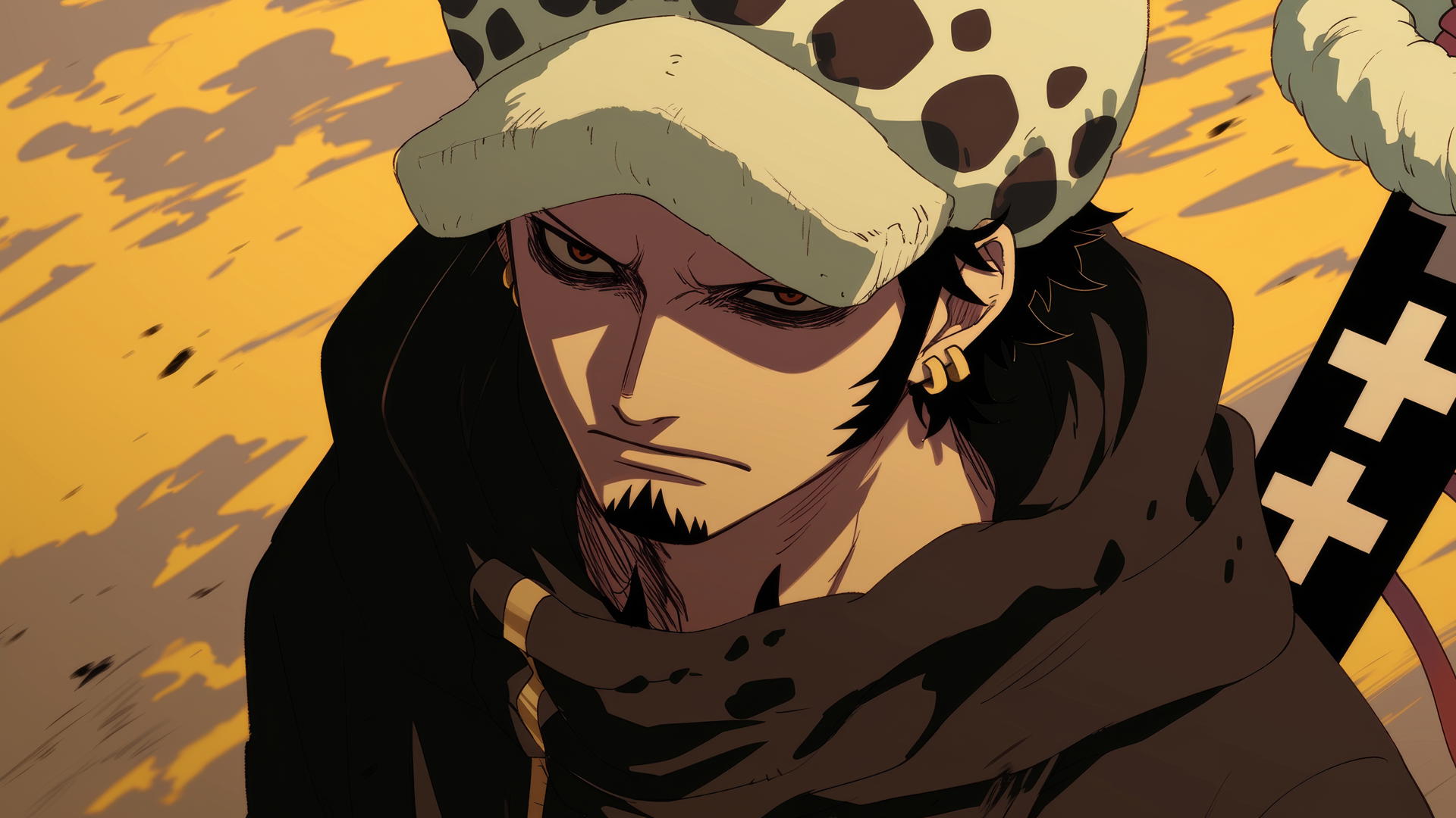 Trafalgar Law, One Piece character, in action pose