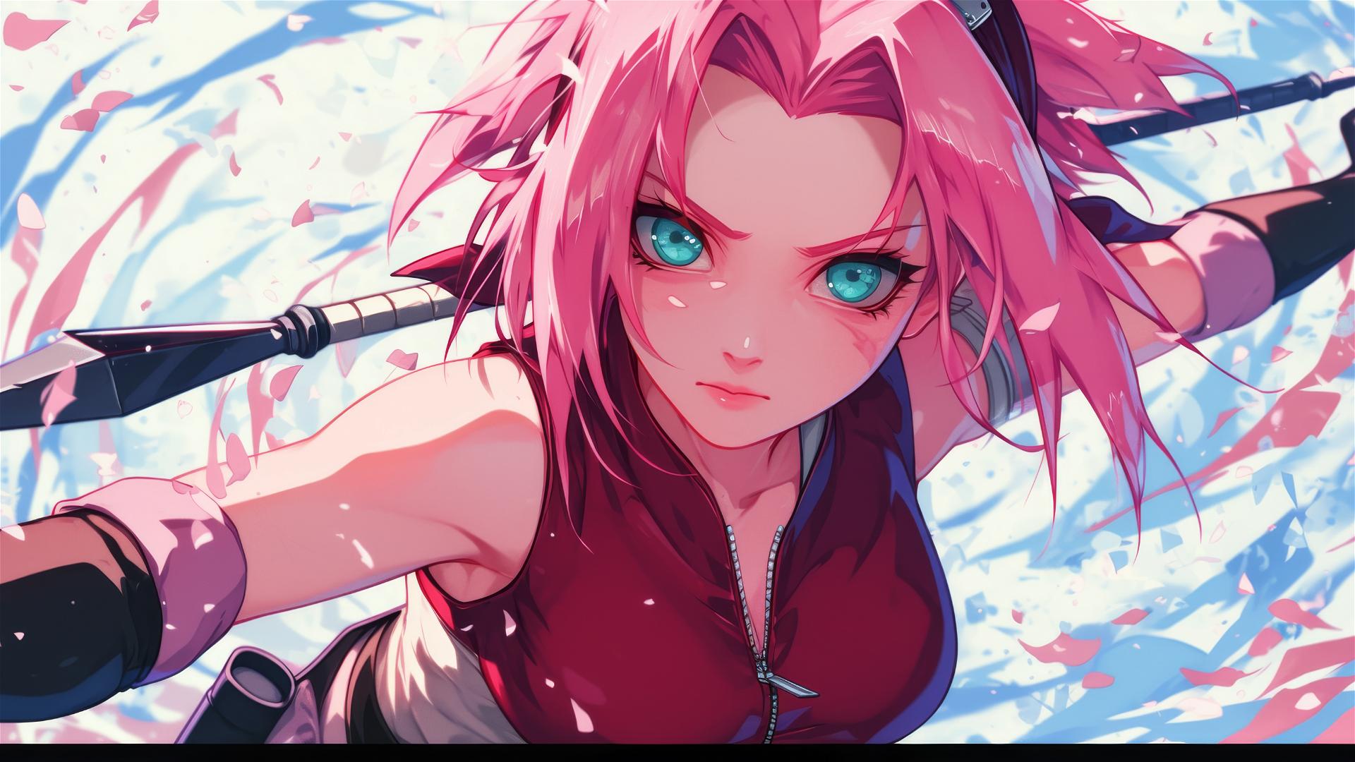 Sakura Haruno, Naruto character, in action pose.