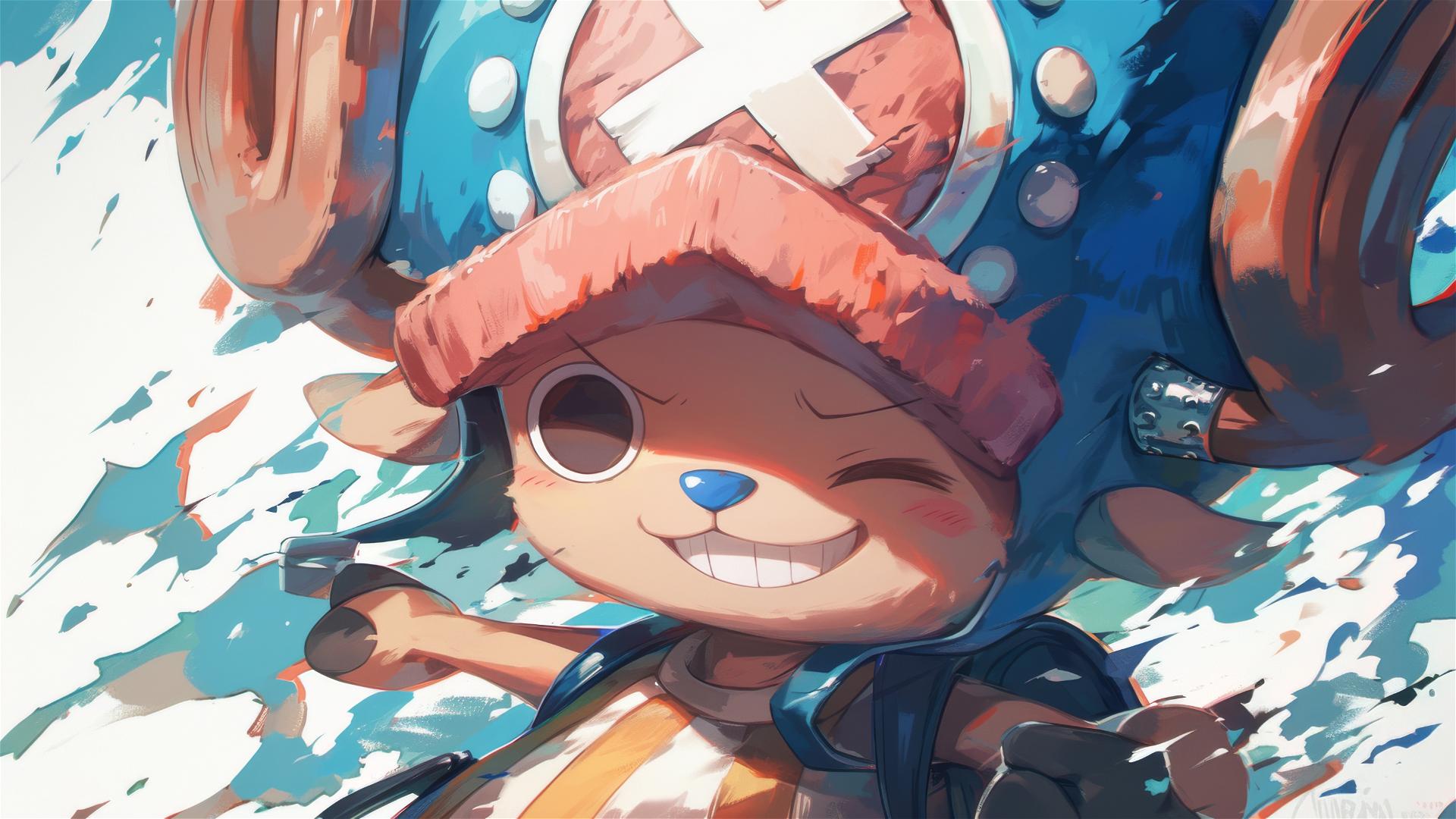 Artistic rendition of Tony Tony Chopper, the reindeer from One Piece.
