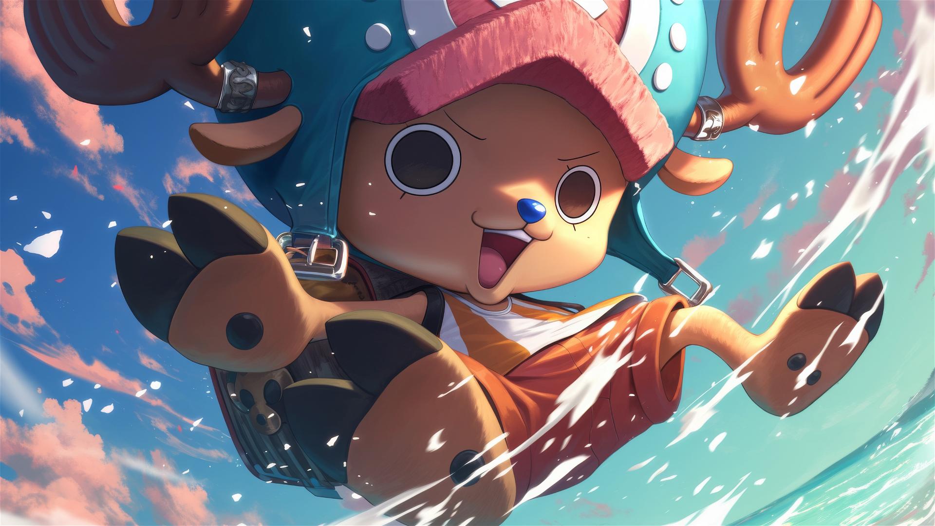 Artistic depiction of Tony Tony Chopper, the reindeer from One Piece.
