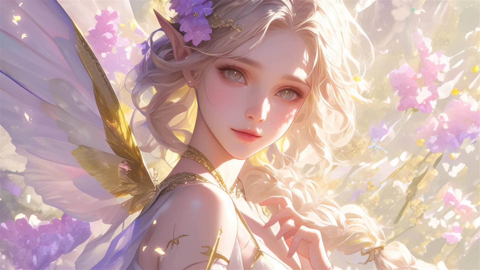 Close-up view of a fairy holding a euphonium.