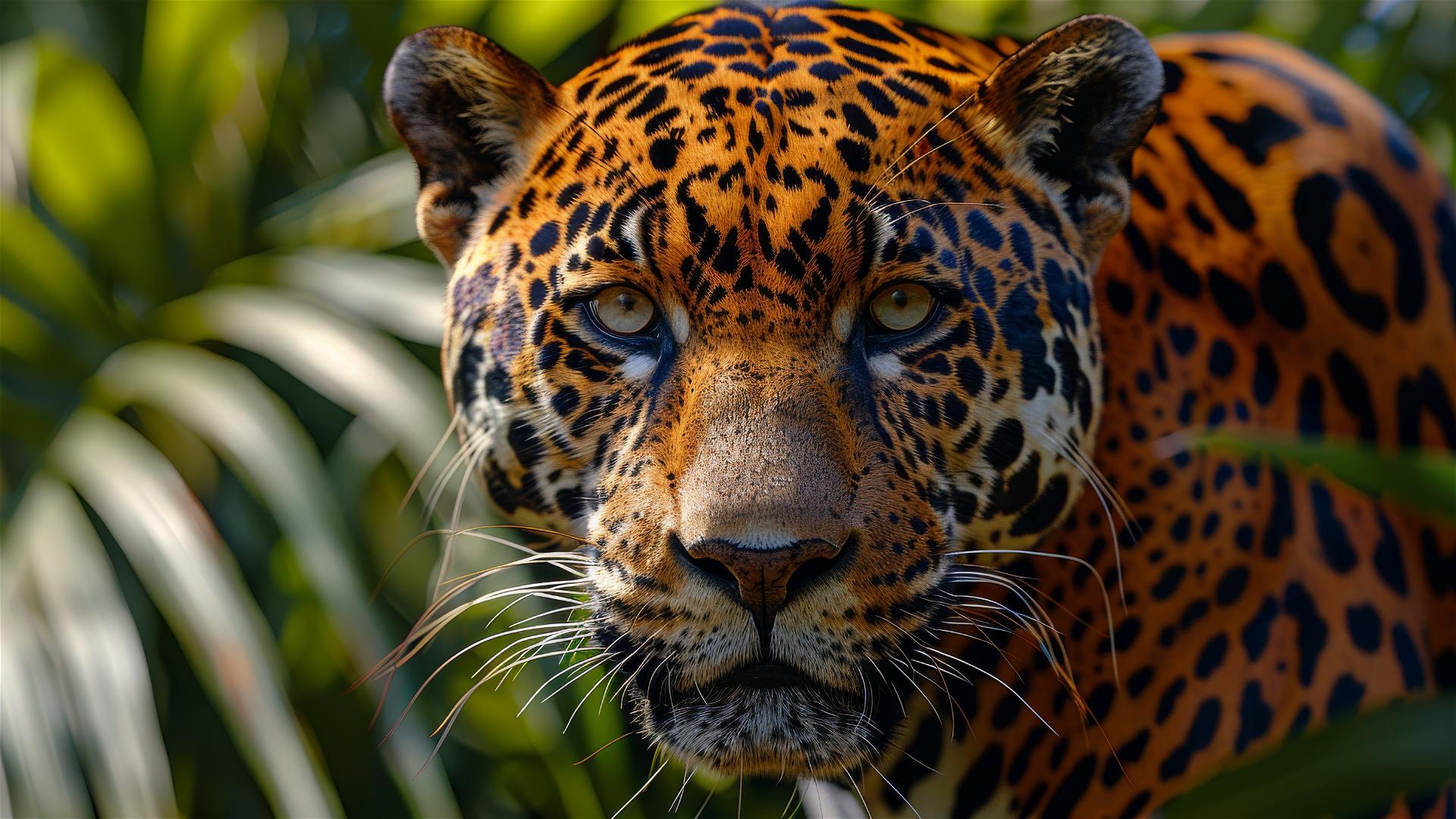 Cinematic view of a serpopard, backlit with a snake neck and leopard body.