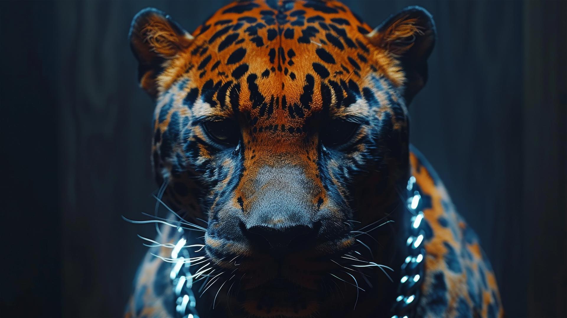 Cinematic image of a serpopard, leopard body and snake neck, backlit
