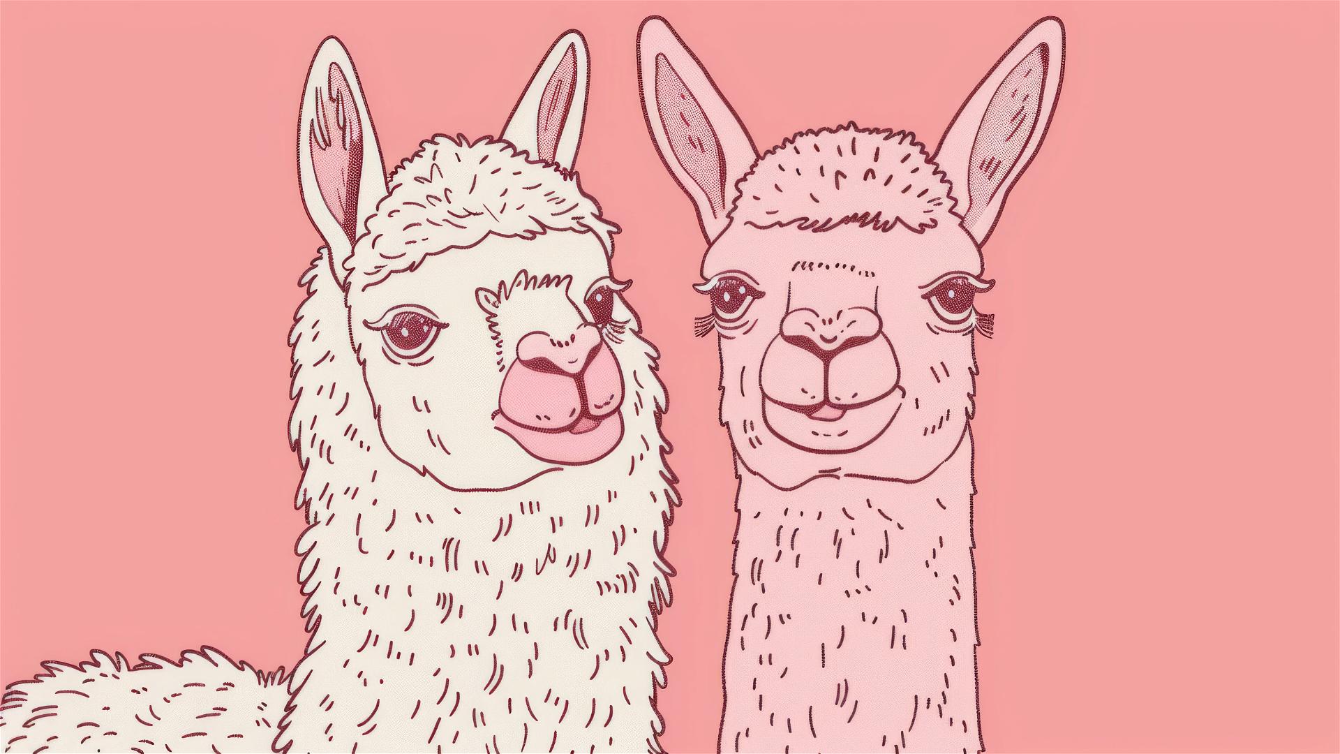 Vector illustration of a joyful alpaca couple by Jean Jullien