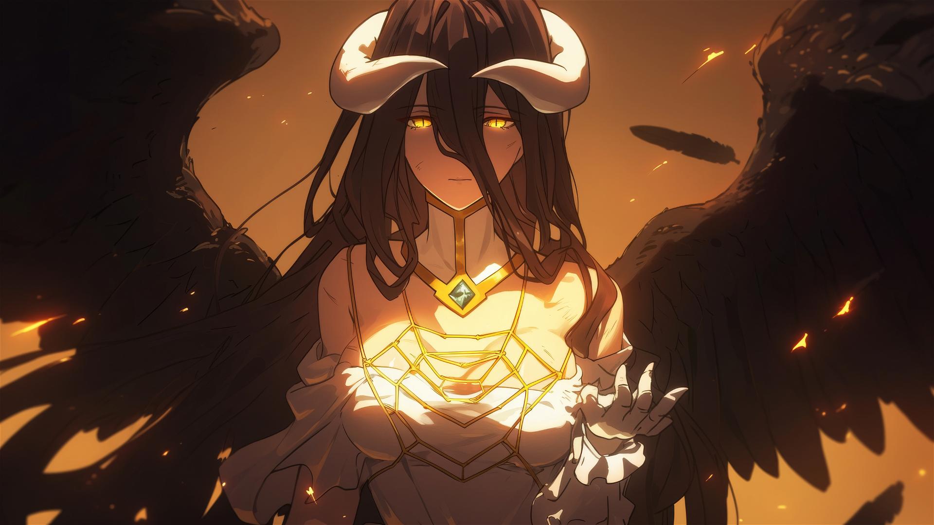 Albedo, a character from Overlord, in an illustration.