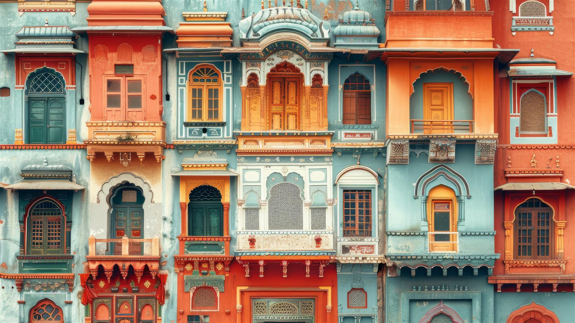 Collage of South and Central Asian traditional architecture