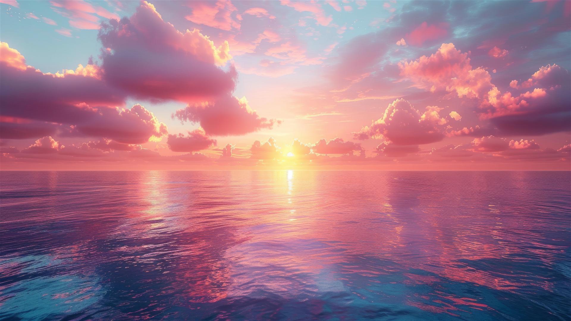 Vibrant sunset hues over Maldivian ocean
