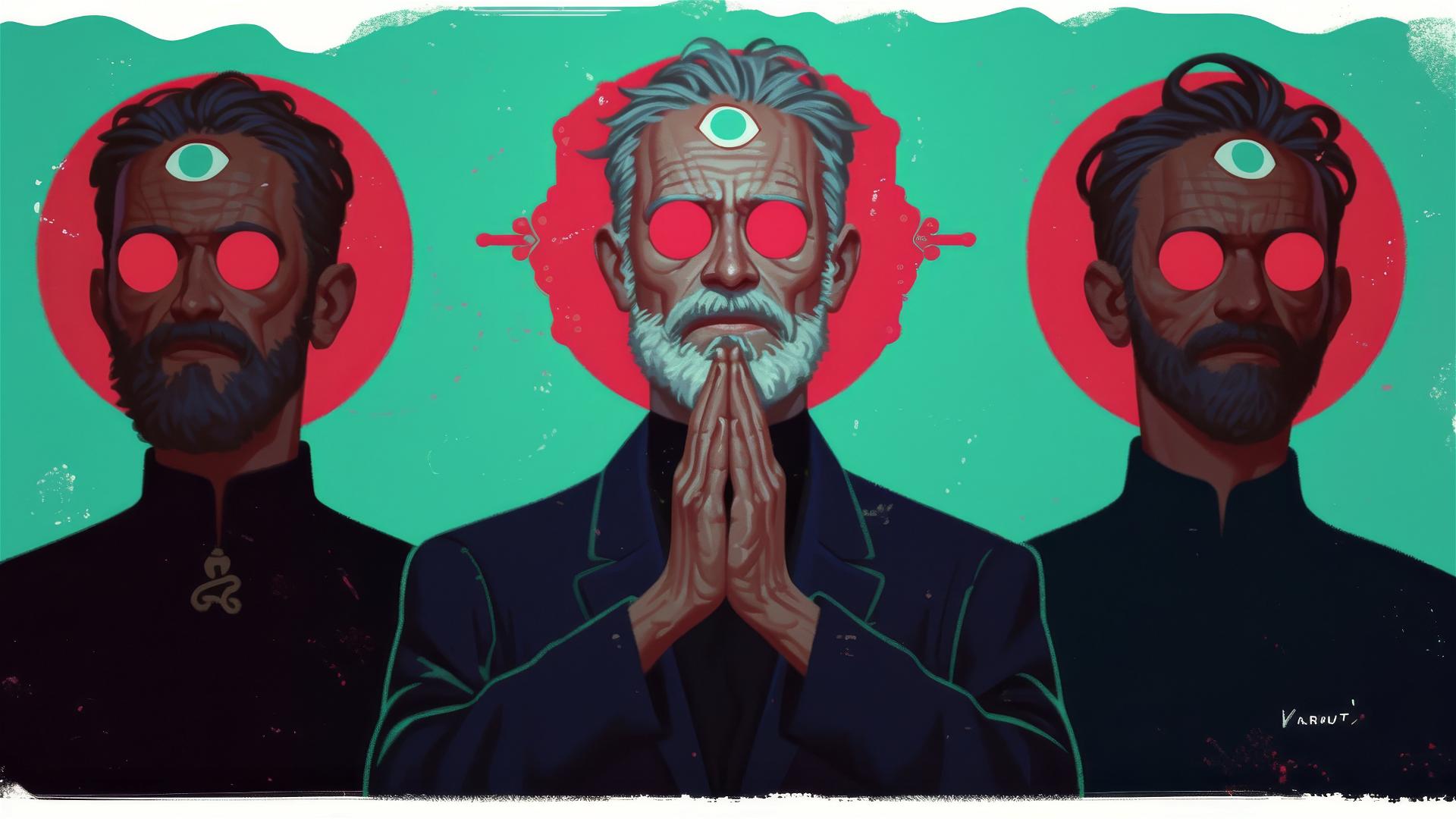 Pinball Wizard in a colorful, sci-fi pop art scene by Escher and Lichtenstein, with Hitchcock suspense and Jodorowsky flair.