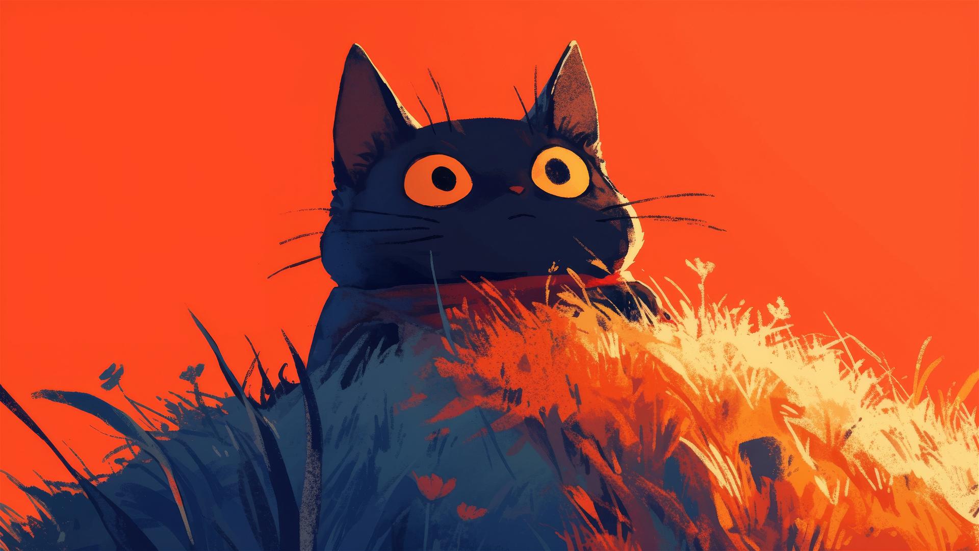 Minimalist cat design in 8K for iPhone