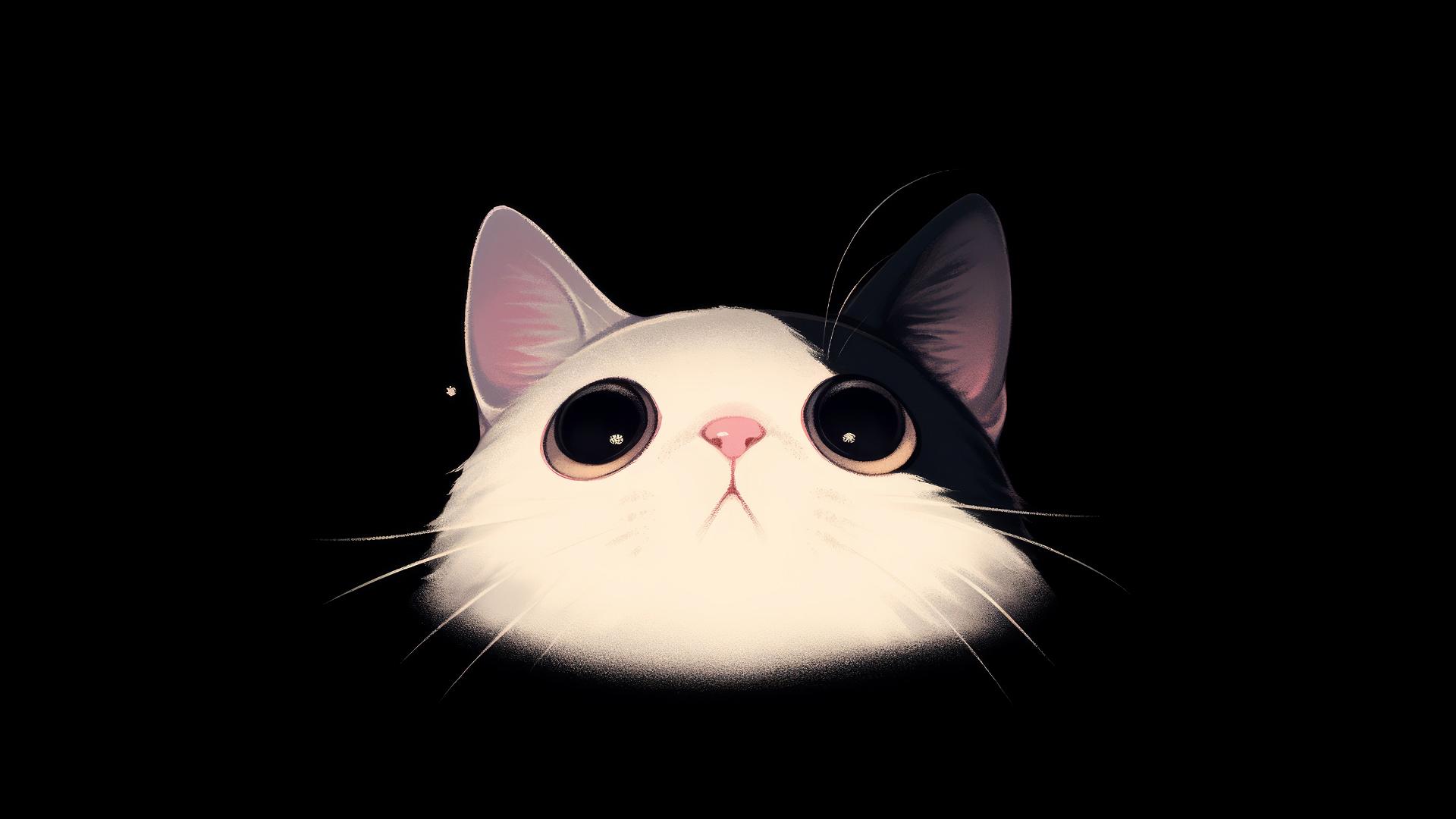 Minimalistic cat illustration for iPhone, 8K resolution
